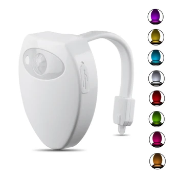 Smart Kúpeľňa Wc Nočné Svetlo Mini USB Nabíjanie Pohybový Senzor Aktivuje LED Lampa 8-Farba Wc Misa Nepremokavé Podsvietenie