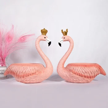 Korunu Flamingo Figúrka Živice Plavidlá Socha Miniatúrne Domov Stôl Dekor Ornament