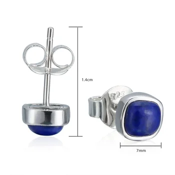 BALMORA Reálne 925 Sterling Silver Šperky Lapis Lazuli Stud Náušnice pre Ženy Milenca Strany Retro Darček Náušnice