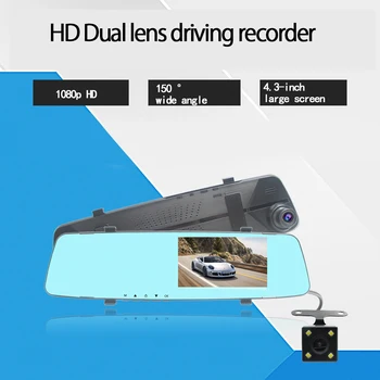 4.3 palcový 1080P auto spätnom zrkadle Auta Dvr full HD 1080p jazdy autom videorekordér fotoaparát auto zadnej strane obrazu dual objektívom, pomlčka cam