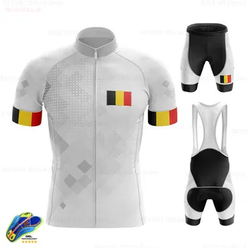 2021 Belgicko Pro Team Cyklistické Oblečenie Nastaviť Bicykel Jersey 19D GÉL Mens Ropa Ciclismo Požičovňa Letné Topy Cyklistický Dres na Bicykel Šortky