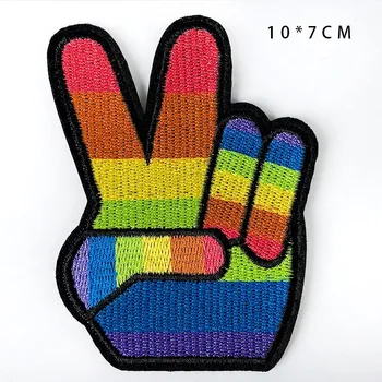 10PCS/veľa Rainbow Srdce Úsmev Ligthing Tai chi Vyšívané Patch pre Oblečenie, Tašky, Topánky DIY Victory Cloud Výšivky Appliques
