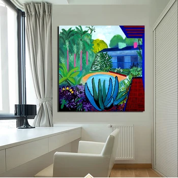 David Hockney Jardin Tropical Wall Art Plátno Maľovaní Plagátov Vytlačí Moderná Maľba Na Stenu Obrázok Pre Obývacia Izba Domova