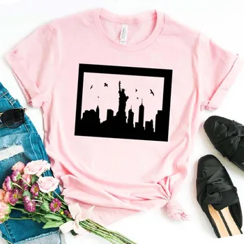 New York City Tlač Ženy tričko Bavlna Lumbálna Funny t-shirt Dar Pani Yong Dievča Top Tee Kvapka Loď ZY-465