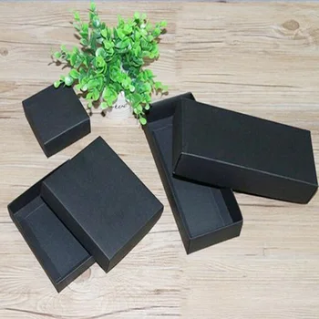 10 veľkostí Kraft black white darček obal, krabicu kraft prázdny obal papier darčekové papierové krabice s vekom Darčekové balenie box