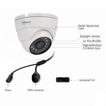 Movols 2MP POE IP Kamera, Vonkajšie Nepremokavé Doom bezpečnostné Kamery CCTV Bezpečnostný Dohľad ONVIF pre POE NVR Systém