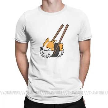 Muži, T Košele Zábavné Sushi Corgi Pes Voľný Čas Krátke Sleeve Tee Tričko Okolo Krku Oblečenie Z Čistej Bavlny Grafické T-Shirt Plus Veľkosť Topy