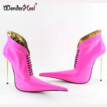 Wonderheel Nové 16 cm stiletto päty super vysoké podpätky veľmi ultra dlhé špicaté prst ultra tenké kovové päty sexy členková obuv