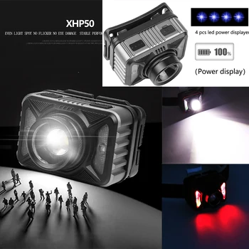 10000lm XHP50.2 Svetlomet Nabíjateľná XPG KLASU žlté Červené svetlo LED Reflektor Telo, Pohybový Senzor Vedúci svetlo Pre jazdu na Koňoch