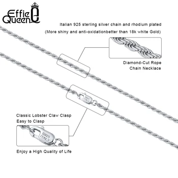 Effie Kráľovná Talianskych 1.2mm1.5mm 1.7 mm Diamant-Cut Lano, Reťaz Náhrdelník 40 cm-60 cm 925 Silver Žena Muž Šperky Darček DSC29