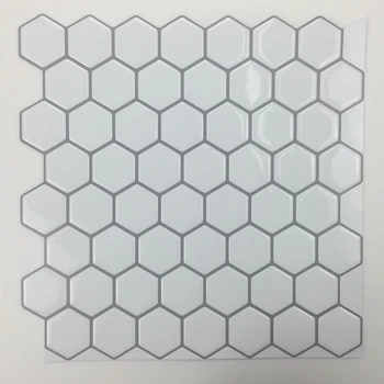 Hexagon Biele Vinylové Nálepky Samolepiace Tapety 3D Povlak & Nálepky Backsplash Kuchyňu, Kúpeľňu Stenu Štvorcových Dlažby-1 List