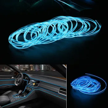 Auto LED Pásy Svetla DIY Party Dekorácie Osvetlenie Neon Tanečné lampa Auto Interiéru Gadget Príslušenstvo 2M Flexibilné EL Drôt USB Pásy