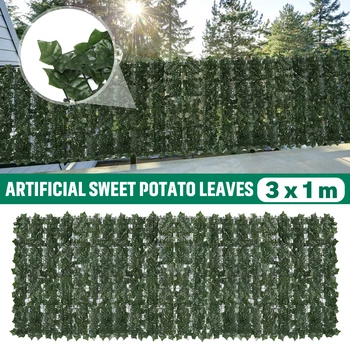 Umelé anglický Ivy Roll Privacy Screen Zabezpečenie Stenu Záhradný Plot Balkón Sladké zemiaky listy