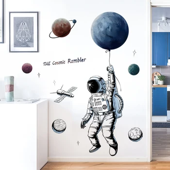 Kreatívne astronaut planét samolepiace nálepky na stenu deti miestnosti dekorácie verandu steny výzdoba domov dekor chlapci spálňa layout