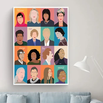 Feministické Poster Girl Power Umenie Výtlačkov Ženy Môžu Zmeniť Svet Moderné Nástenné Umelecké Plátno Na Maľovanie Obrazu Žena Ikony Stenu Decor