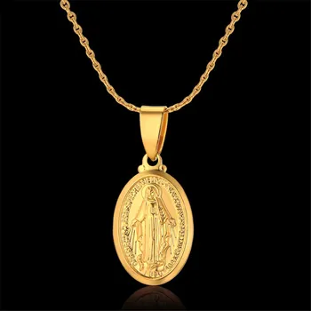 Katolícka Panna Mária, Matka Náhrdelník Prívesok Zlatej Farby, Modlitba, Kríž Reťazca Darček Šperky pre Ženy/Muži